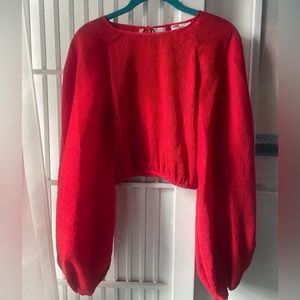 C/MEO Collective balloon sleeve crop top - size S